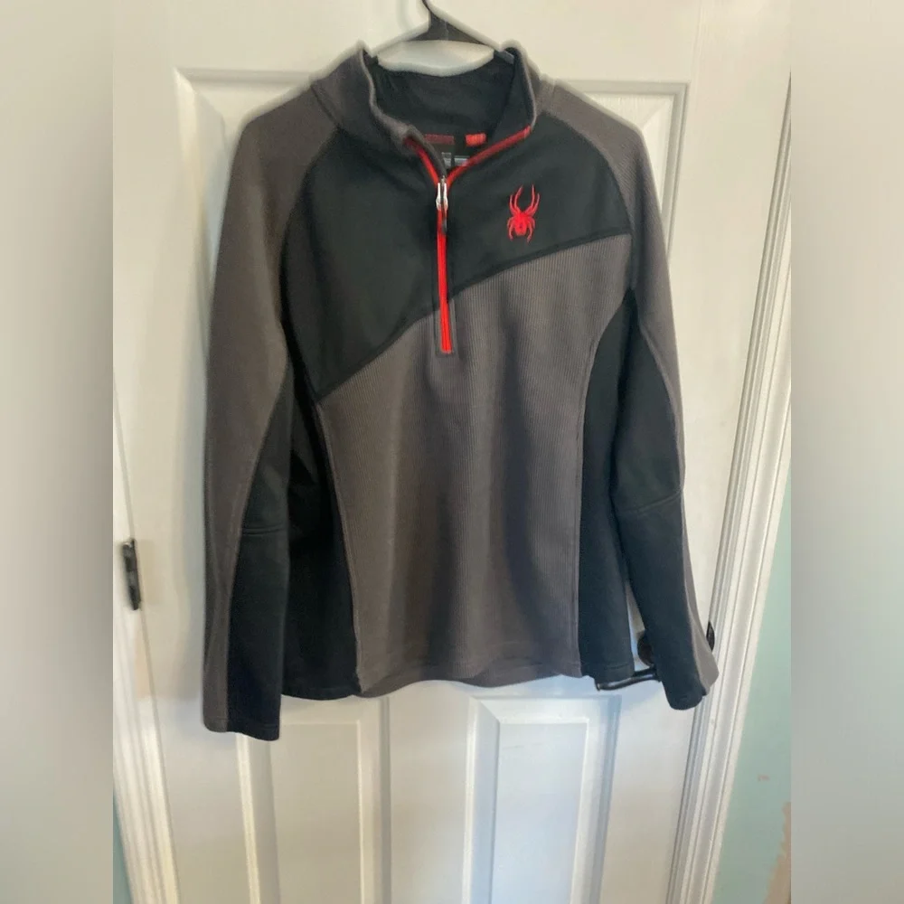 Spyder Men's Zip Up Sweater - Black and Gray